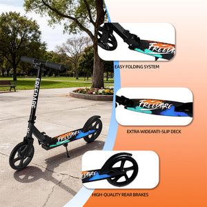 Freedare scooter with features highlighted on a park background